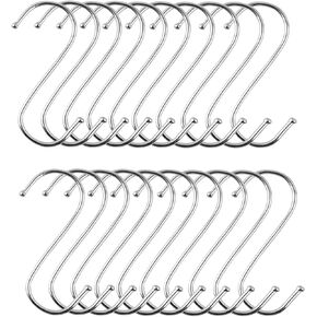 20 Pack S Hooks for Hanging, 2.7 Inch Stainless-Steel Heavy Duty S Hooks, Kitchen Hooks Closet S Hooks for Hanging Kitchen Utensil, Pots and Pans, Towels, Clothes, Plants, Bags
