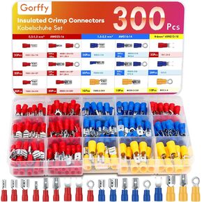 Wire Connectors Kit 300PCS, Male and Female Spade Connectors, 17 Types Electrical Connectors Kit 0.5-6.0mm², Insulated Crimp Connectors, Includes Spade Ring Fork Wire Terminal Connectors in Saudi Arabia