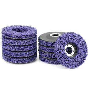 QWORK 4-1/2" x 7/8'' Stripping Discs Rust Remover Wheel - 10 Pack for 4-1/2" Angle Grinder - High-Strength Fiber Mesh with Resin and Diamond Composition for Paint, Rust, and Scale Removal - Purple
