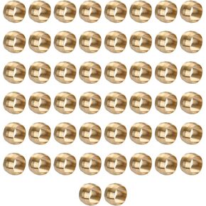 Brass Compression Fitting，4mm Tube OD Brass Compression Sleeves Ferrules Brass Tube Fittings (50 Pcs)