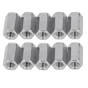 10Pcs Metric Hex Coupling Nuts M8 X 1.25 24mm Length 304 Stainless Steel Rod Coupling Nuts