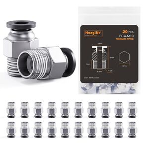 PC4-M10 Bowden PTFE Tube Connectors, Push-to-Connect Quick Fittings, 1.75mm Filament Pneumatic Coupler, Push-Fit Adaptor – 3D Printers Accessories, Ideal for Pneumatic Systems (Pack of 20)