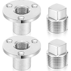 Lounsweer 4 Pieces Boat Drain Plug Kit 1/2 Inch NPT Garboard Drain Marine Boat Plug for Marine Boat Garboard Transom Scuttle (Silver,Stainless Steel)