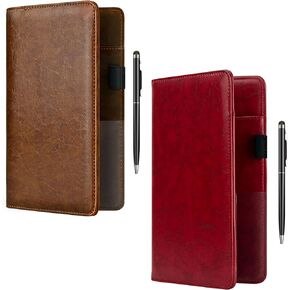 BVYA 2 Pcs Server Books for Waitress, 5x9 Inch Server Book with Zipper Pocket, Unique Printed Leather Server Wallet Organizer Fit Waitress Apron, Each Server Book Organizer With A Pen