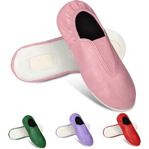 Toddler/Kids/Adult Gymnastic Shoes - Trampoline Shoes Gymnastics - Tumbling Shoes for Girls - Agility Gym Shoes Goat Leather Slip-on Rubber Sole