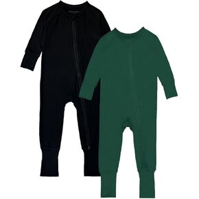 Baby Footless Pajamas,Rayon Made From Bamboo Footie Sleepers,Long Sleeve with Two Way Zipper Rompers 0-24 Months