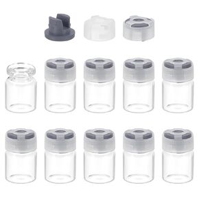 PATIKIL 3ml Clear Glass Sample Vials, 10Pcs Small Liquid Bottles with Locking Cap and Self-Healing Injection Port for Essential Oil Sample Aromatherapy Fragrance Vials Travel, Gray