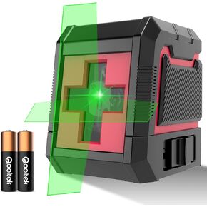 Laser Level, 100ft Self leveling Laser Level,Green Cross Line Lasers, 3 Brightness Adjustment Leveler Tool for Picture Hanging Cabinets Tile Curtains Walls, Battery&Carrying Bag Included by Qooltek