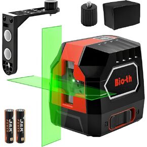 laser level,Bio-th lazer leveler tool,100 feet Self Leveling Green Cross Line Laser,for Picture Hanging and Indoor Projects,360 self leveling,IP54 Waterproof,Battery Carrying Bag Included