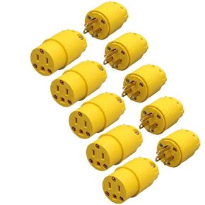 Electrical Replacement Plug & Connector Set, Extension Cord Ends Male and Female, 15A 125V 2Pole 3Wire, Straight Blade Plug Grounding Type, NEMA 5-15P & 5-15R, 3-Prong Straight Blade-5 Set