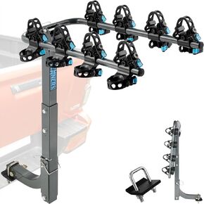 𝐔𝐩𝐠𝐫𝐚𝐝𝐞𝐝 4 Bike Rack Hitch Mount (240lbs Capacity), Bike Rack for Car Made with High-Strength Steel, Dual Cradle Systems, Bike Bicycle Carrier for Car, SUV, Truck 2" Receiver