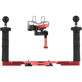 Andoer Dual Handle Camera Diving Rig Handheld Underwater Tray Stabilizer Adjustable Camera Diving Housing Bracket Replacement for GoPro Canon Sony Nikon DSLR Camera with Shutter Release Lever