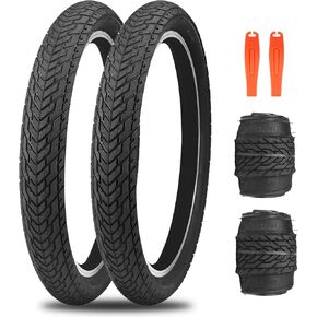 MEGHNA Bike Tire 20 x 2.35 inch Mountain Bike Tire with Tire Lever (60-406) Foldable Tire Replacement for Mountain Bike BMX Freestyle Kids Bike Cruiser Bike Folding Bike