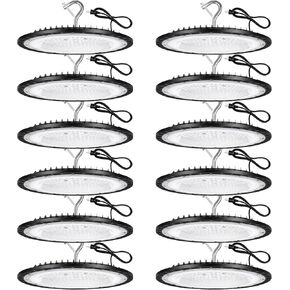 12 Pack 150W UFO LED High Bay Lights,IP66 Waterproof,120VAC,21000LM 5000K Daylight, 660W MH/HPS with Plug Commercial Bay Lighting for Barn,Gym,Factory,Warehouse,Shop,Workshop,Gym,Garage