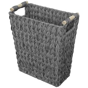 Wicker Trash Can,6 Gallon Bathroom Trash Can,Waterproof Wicker Waste Basket for Bedroom,Decorative Bedroom Trash Can with Handle,Narrow Small Garbage Can for Office, Living Room,Cream White