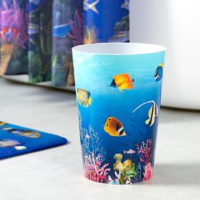 Allure Home Creation Under The Sea Fish Plastic Wastebasket Compact Size 1.71 Gallons
