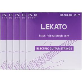 LEKATO Electric Guitar Strings Nickel Plated Steel Coated Electric Guitar Strings with Ball End 5 Set of 6 Hex Steel String(10-46)