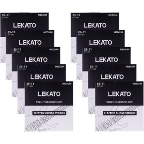 LEKATO Electric Guitar Strings Nickel Plated Steel Coated Electric Guitar Strings with Ball End 10 Set of 6 Hex Steel String(11-52)