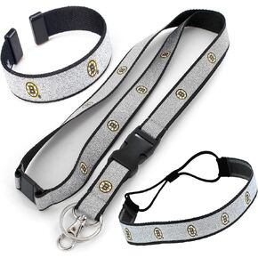 NHL Boston Bruins Sparkle Girls Lanyard, Elastic Headband and Bracelet Gift Bundle