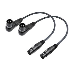 Devinal Right Angle XLR Cable, Angle Male XLR to Straight Female XLR Microphone Mic Cable Cord, 90 Degree XLR Male Adapter for Sound Devices Mixer Recorder 3.3 FT 2 pcs