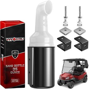 Golf Cart No Drilling Sand Bottles, Universal Golf Cart Sand Pots with 1" Tube Rattle Proof Holder Fit Club Car, EZGO, Yamaha Models, Divot Filler Sand Bottle, Large Capacity，1PCS