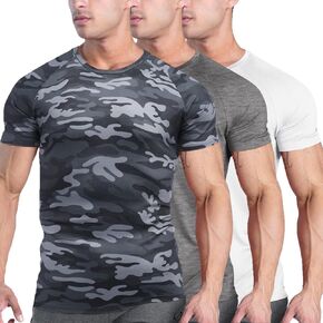 COOFANDY Men's 3 Pack Workout T Shirts Short Sleeve Gym Bodybuilding Muscle Shirt Base Layer Fitness Tee Tops