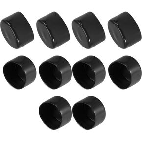 uxcell 10pcs Rubber End Caps 2"(50mm) ID Vinyl Vinyl Round End Cap Cover Screw Thread Protectors Black