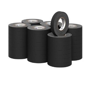 1" Pro Gaff Gaffers Tape 55 yards length black matte. Premium Heavy-Duty Gaffers Tape trusted by professional Gaffers. Made in the USA. Holds Tight, Easy to remove. (Pack of 48)