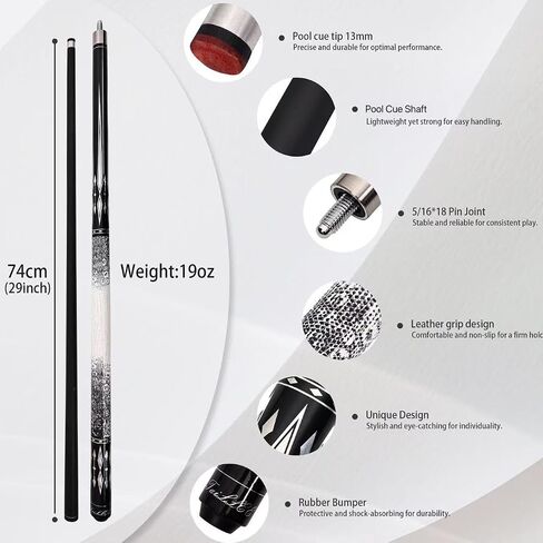 عصا البلياردو المستدقة الاحترافية من Pool Cue ذات انحراف منخفض 1/2 عصا حمام سباحة احترافية مع طرف 13 مم 5/16 * 18 دبوس شعاعي in Kuwait