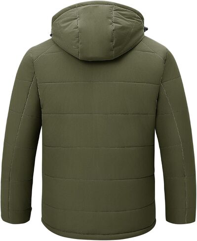Rdruko Men's Winter Coats Water Resistant Fleece Insulated Warm Windproof Thicken Hooded Jacket in Kuwait