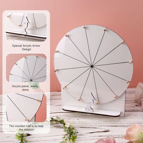 Wooden Spinning Wheel, 11.4inch Prize Wheel Spinning Prize Wheel Tabletop Spinner Raffle Wheel Roulette Wheel for Fortune Game Prizes Carnival Trade Show (White) in Saudi Arabia