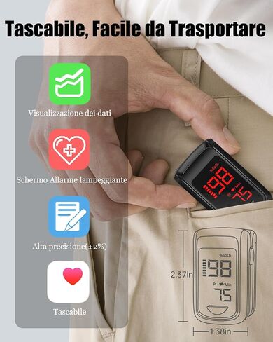 Pulse Oximeter Fingertip- Mini Oximeter Oxygen Saturation Monitor for SpO2/Heart Rate/PI, with Auto Graph Display/Alarm,FSA/HSA Eligible in Saudi Arabia