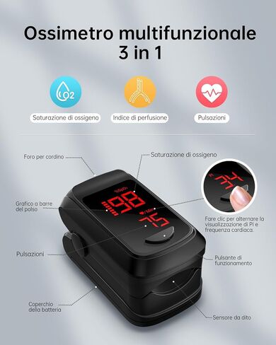 Pulse Oximeter Fingertip- Mini Oximeter Oxygen Saturation Monitor for SpO2/Heart Rate/PI, with Auto Graph Display/Alarm,FSA/HSA Eligible in Saudi Arabia