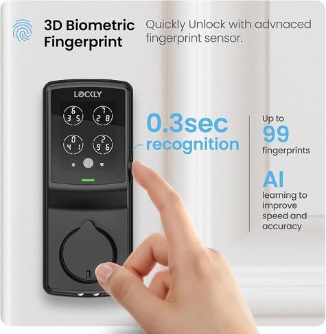 Lockly Secure Plus Smart Deadbolt Bluetooth Digital Door Lock, Fingerprint Scanner, Touchscreen Keypad, App Control, Auto Lock, Keyless Entry Door Lock in Saudi Arabia