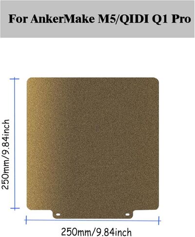 لوحة بناء PEI مزدوجة الجوانب لطابعة Ankermake M5/QIDI Q1 Pro ثلاثية الأبعاد، 250 × 250 مم PEI لوح فولاذي زنبركي مرن للطباعة على سطح قابل للإزالة منصة طابعة ثلاثية الأبعاد. in Kuwait