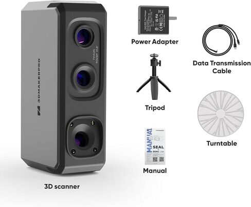 3D Scanner for 3D Printing with 0.01mm Accuracy, 24-bit Color Camera, 10FPS Scanning Speed, Anti-Shake Scan 3D Model Scanner for Android/iOS/Win10/MacOS, Seal Premium in Saudi Arabia
