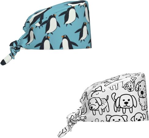 2 Pcs Working Cap with Sweatband Adjustable Working Hats Surgical Cap Nurse Hats Printed Bouffant Cap for Women Men in Saudi Arabia