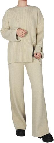 Women's Casual Outfits Crew Neck Sweatsuit Women's Button 2 Piece Outfit Tracksuits in Saudi Arabia