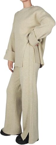 Women's Casual Outfits Crew Neck Sweatsuit Women's Button 2 Piece Outfit Tracksuits in Saudi Arabia