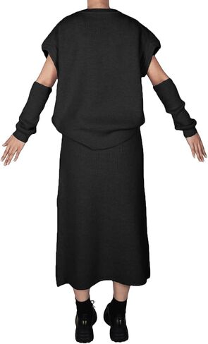 Women's Casual Outfits Crew Neck Sweatsuit Removable Sleeves Knit Tops Women's 2 Piece Outfit Tracksuits in Kuwait