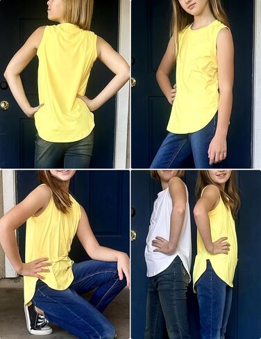 Zaclotre Girls Athletic Tank Tops Lightweight Stretchy Soft Basic Sleeveless Shirts for Kid Summer Clothes in Kuwait