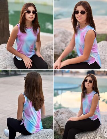 Zaclotre Girls Athletic Tank Tops Lightweight Stretchy Soft Basic Sleeveless Shirts for Kid Summer Clothes in Kuwait