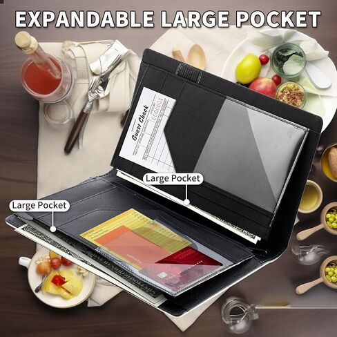 Upgrade Server Book Flower Design, JYCUHTCL 9 Inch Tall Server Books for Waitress with Money Zipper Pocket, Waitress Book Organizer Restaurant Guest Check Presenter in Kuwait