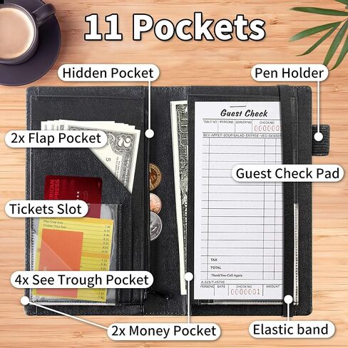 Upgrade Server Book Flower Design, JYCUHTCL 9 Inch Tall Server Books for Waitress with Money Zipper Pocket, Waitress Book Organizer Restaurant Guest Check Presenter in Kuwait