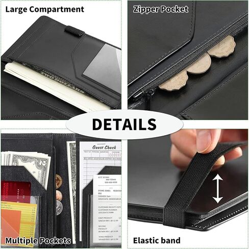 Upgrade Server Book Flower Design, JYCUHTCL 9 Inch Tall Server Books for Waitress with Money Zipper Pocket, Waitress Book Organizer Restaurant Guest Check Presenter in Kuwait