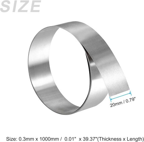 لفة رقائق من الفولاذ المقاوم للصدأ 304 - 2 عبوة من شرائح التشذيب المصقولة تناسب الآلات الصناعية - 0.3 مم × 20 مم × 1 متر (طول × عرض × طول) in Kuwait