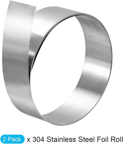 لفة رقائق من الفولاذ المقاوم للصدأ 304 - 2 عبوة من شرائح التشذيب المصقولة تناسب الآلات الصناعية - 0.3 مم × 20 مم × 1 متر (طول × عرض × طول) in Kuwait