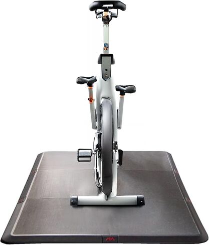 Anji Mountain Gym Flooring Mat Compatible with Peloton Bike Elliptical Treadmill MatUnder Exercise Bike Trainer Mat Pad for Stationary Indoor Spin,Hardwood Floor Carpet Black Gym Equipment Mat,4' x 8' in Saudi Arabia