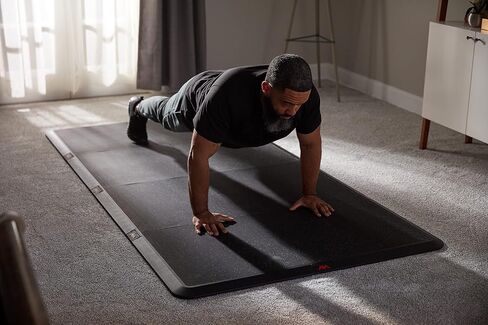 Anji Mountain Gym Flooring Mat Compatible with Peloton Bike Elliptical Treadmill MatUnder Exercise Bike Trainer Mat Pad for Stationary Indoor Spin,Hardwood Floor Carpet Black Gym Equipment Mat,4' x 8' in Saudi Arabia