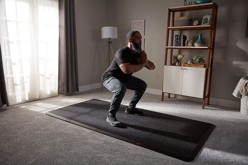 Anji Mountain Gym Flooring Mat Compatible with Peloton Bike Elliptical Treadmill MatUnder Exercise Bike Trainer Mat Pad for Stationary Indoor Spin,Hardwood Floor Carpet Black Gym Equipment Mat,4' x 8' in Saudi Arabia